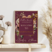 Herbst Liebe Burgund Herbst Eleganz mit Blumen Poster