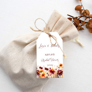 Herbst Liebe burgundy dahlias Brautparty Gunst Geschenkanhänger