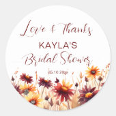 Herbst Liebe burgundy dahlias Brautparty Gunst Runder Aufkleber (Vorderseite)