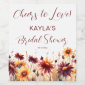 Herbst Liebe burgundy dahlias Brautparty Gunst Weinetikett (Einzelnes Label)