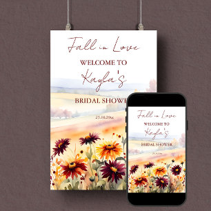 Herbst Liebe dahlias Brautparty Begrüßungszeichen Poster