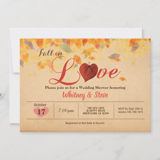 Herbst Liebe Einladung Polterabend rustikal (Vorderseite)