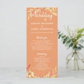 Herbst Liebe Golden Foliage Orange Hochzeitsprogra Programm (Stehend Vorderseite)
