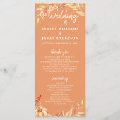 Herbst Liebe Golden Foliage Orange Hochzeitsprogra Programm (Vorderseite)