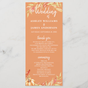 Herbst Liebe Golden Foliage Orange Hochzeitsprogra Programm
