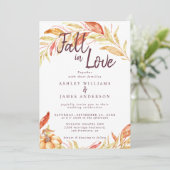 Herbst-Liebe Goldene Blätter Herbstgelbe Hochzeit Einladung (Stehend Vorderseite)