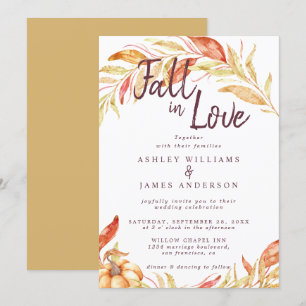 Herbst-Liebe Goldene Blätter Herbstgelbe Hochzeit Einladung