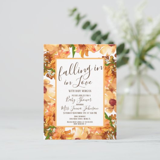 Herbst Liebe Grünpflanzen Kinderdusche Rustikal Postkarte (Stehend Vorderseite)