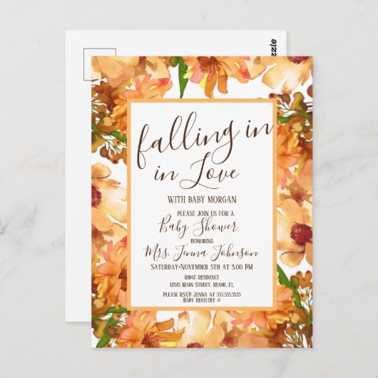 Herbst Liebe Grünpflanzen Kinderdusche Rustikal Postkarte (Vorne/Hinten)