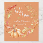 Herbst-Liebe Herbst-Orangefarbenes Hochzeitmongram Weinetikett (Einzelnes Label)