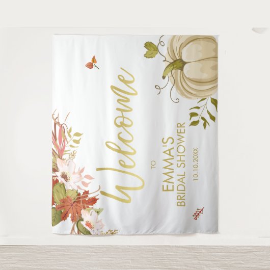 Herbst Liebe Hintergrund Banner Herbst Gold Pumpki Wandteppich (Vorderseite)