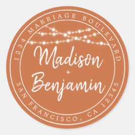 Herbst Liebe Lichter Burnt Orange Rücksendeadresse Runder Aufkleber