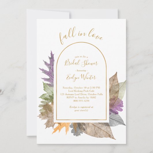 Herbst Liebe Oktober Blätter Elegantes Brautparty Einladung (Vorderseite)