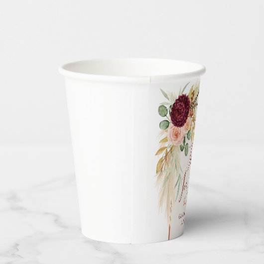 Herbst Liebe Pampas Grass Terracotta Boho Floral Pappbecher (Rechts)