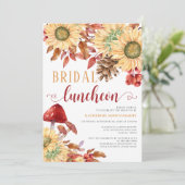 Herbst Liebe Pilz Sonnenblumen Bridal Luncheon Einladung (Stehend Vorderseite)