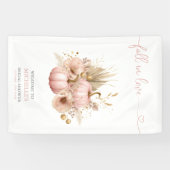 Herbst Liebe Pink Boho Pumpkin Begrüßungszeichen Banner (Horizontal)
