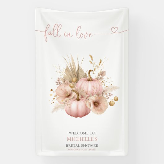 Herbst Liebe Pink Boho Pumpkin Begrüßungszeichen Banner (Vertikal)