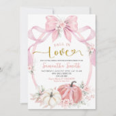 Herbst Liebe Pink Coquette Pumpkin Brautparty Einladung (Vorderseite)