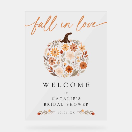 Herbst Liebe Pumpkin Brautparty Begrüßungszeichen Acrylschild (Vorderseite)