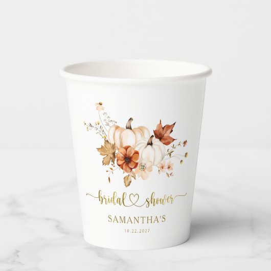 Herbst Liebe Rost Terracotta Boho Brautparty Pappbecher (Rückseite)