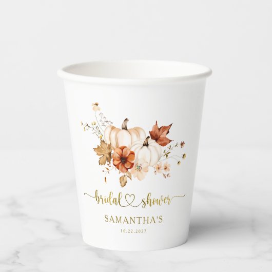 Herbst Liebe Rost Terracotta Boho Brautparty Pappbecher (Vorderseite)