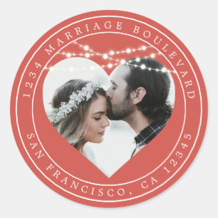 Herbst Liebe Rustikale Lichter Red Wedding Foto Runder Aufkleber