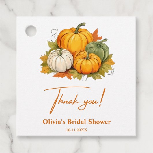 Herbst Liebe Rustikales Pumpkin-Brautparty Geschenkanhänger (Vorderseite)