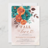 Herbst Liebe Terracotta Aquamarin Boho Brautparty Einladung (Vorderseite)