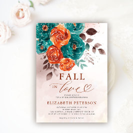 Herbst Liebe Terracotta Aquamarin Boho Brautparty Einladung