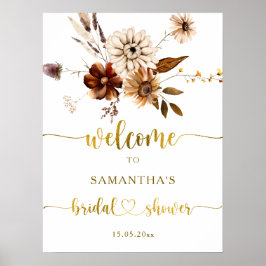 Herbst Liebe Terracotta Brautparty Begrüßungszeich Poster