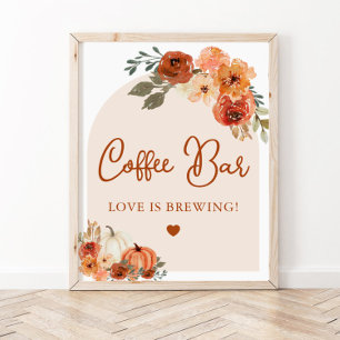 Herbst Liebe Terracotta Pumpkin Kaffee Bar Zeichen Poster
