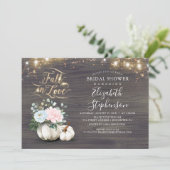 Herbst Liebe Weißer Pumpkin Rustikales Brautparty  Einladung (Stehend Vorderseite)