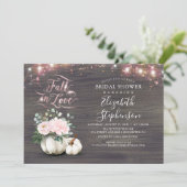 Herbst Liebe Weißer Pumpkin Rustikales Brautparty Einladung (Stehend Vorderseite)
