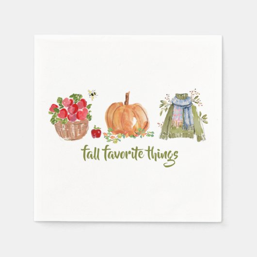 Herbst Lieblings-Dinge Äpfel, Kürbis, Sweater Serviette (Vorderseite)