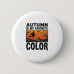 Herbst Lieblingsfarbe Halloween Kürbis Vektor Des Button