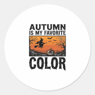 Herbst Lieblingsfarbe Halloween Kürbis Vektor Des Runder Aufkleber