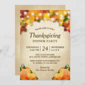 Herbst Lights Burlap Erntedank Dinner Einladung (Vorne/Hinten)