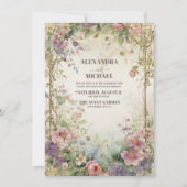 Herbst Lila Blumenhochzeit Einladung (Vorderseite)