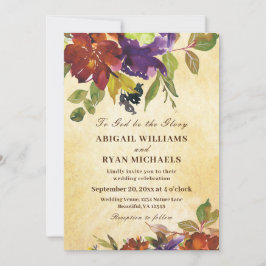 Herbst Lila Burnt Orange Christlich Hochzeit Einladung