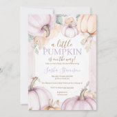 Herbst lila Kürbis-Wasserfarben-Babydusche Einladung (Vorderseite)