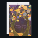 Herbst Lila Liebe Bäume Romantische Hochzeit Einladung<br><div class="desc">Künstlerische und whimsikale Liebe Bäume in Herbstfarben rustikale Textur in Schattierungen von lila illustrierten auf maßgeschneiderte formale Einladungen. Alle Herbstfarben, die im Design verwendet werden, machen diese Einladung perfekt für Ihre MODERN HOCHZEIT IM HERBST Zeremonie! Sie können den Beispieltext einfach mit Ihrer eigenen Formulierung personalisieren. Sie können auch die Schriftart,...</div>