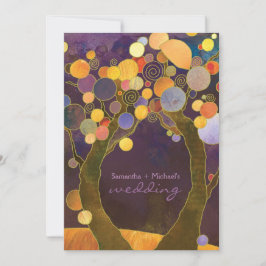Herbst Lila Liebe Bäume Romantische Hochzeit Einladung