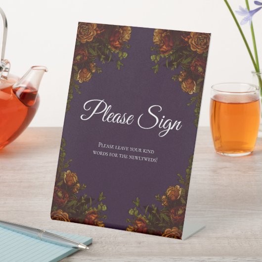 Herbst Lila rustikale Orange Wedding Elegante Goti Sockelschild (In Situ)