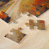 Herbst-LKW-Doppeldecker-Hütten-Szene Puzzle (Seite)