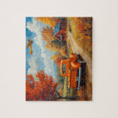 Herbst-LKW-Doppeldecker-Hütten-Szene Puzzle (Vertikal)