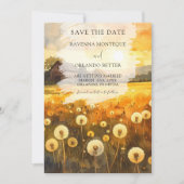 Herbst-Löwenzahn-Scheune Aquarell-Kunst-Hochzeit Save The Date (Vorderseite)