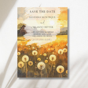 Herbst-Löwenzahn-Scheune Aquarell-Kunst-Hochzeit Save The Date