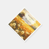 Herbst-Löwenzahn-Scheune-Aquarell-Kunst-Hochzeit Serviette (Ecke)