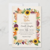 Herbst macht Sonnenblume Brautdusche einladend Einladung (Vorderseite)