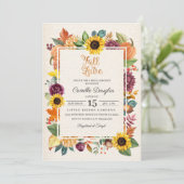 Herbst macht Sonnenblume Brautdusche einladend Einladung (Stehend Vorderseite)